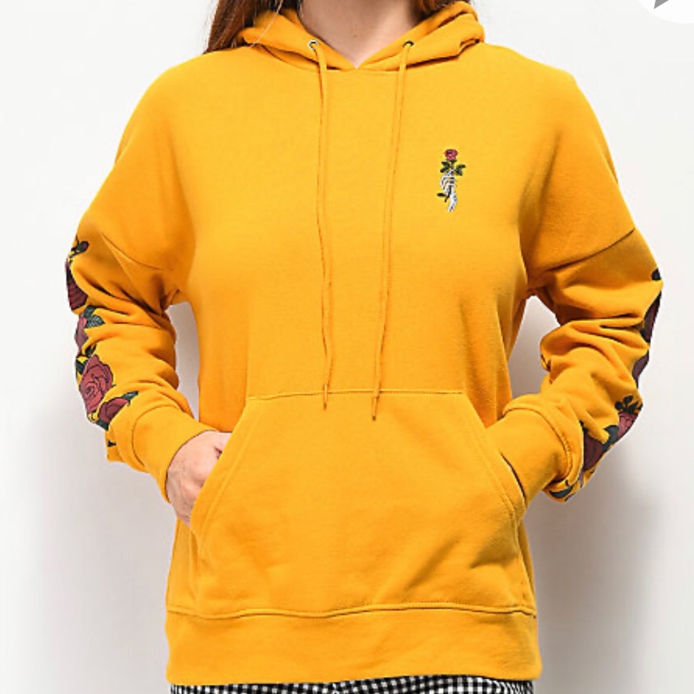 Empyre Fredia Rose Sleeve Yellow Hoodie